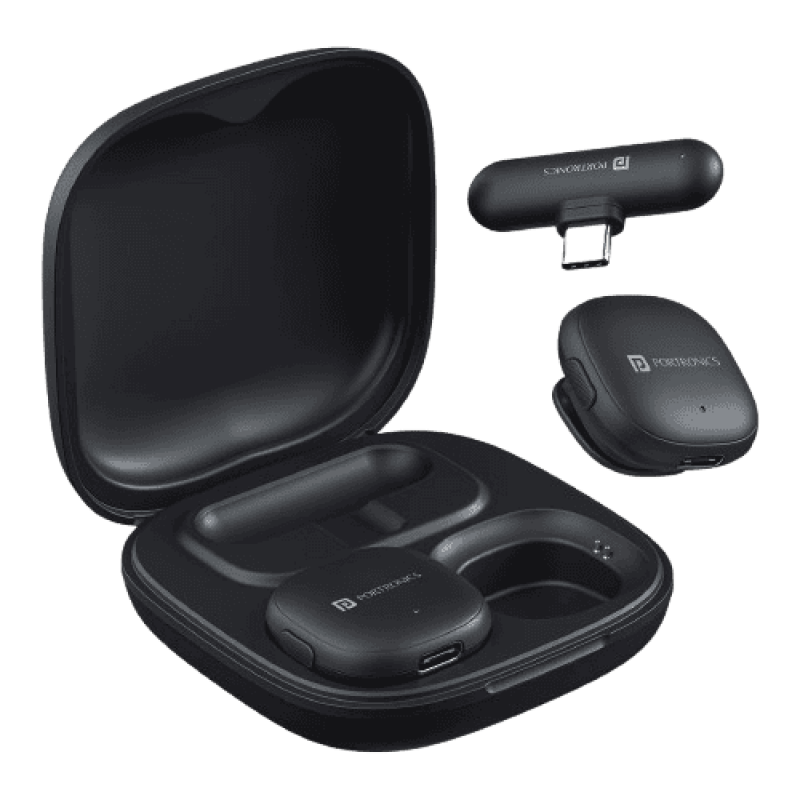 Portronics Vlogmate One Wireless Dual Microphone | Black | POR 2324