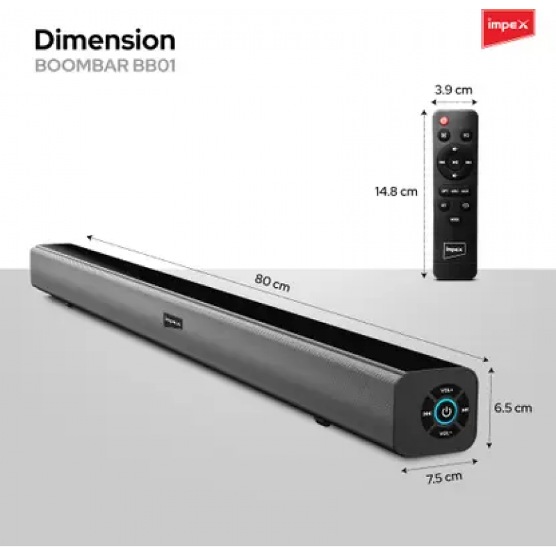 IMPEX Soundbar Boombar BB01 Soundbar | 30 W | AUX | Optical | ARC | Black IMPEX Soundbar Boombar BB01 Soundbar | 30 W | AUX | Optical | ARC | Black