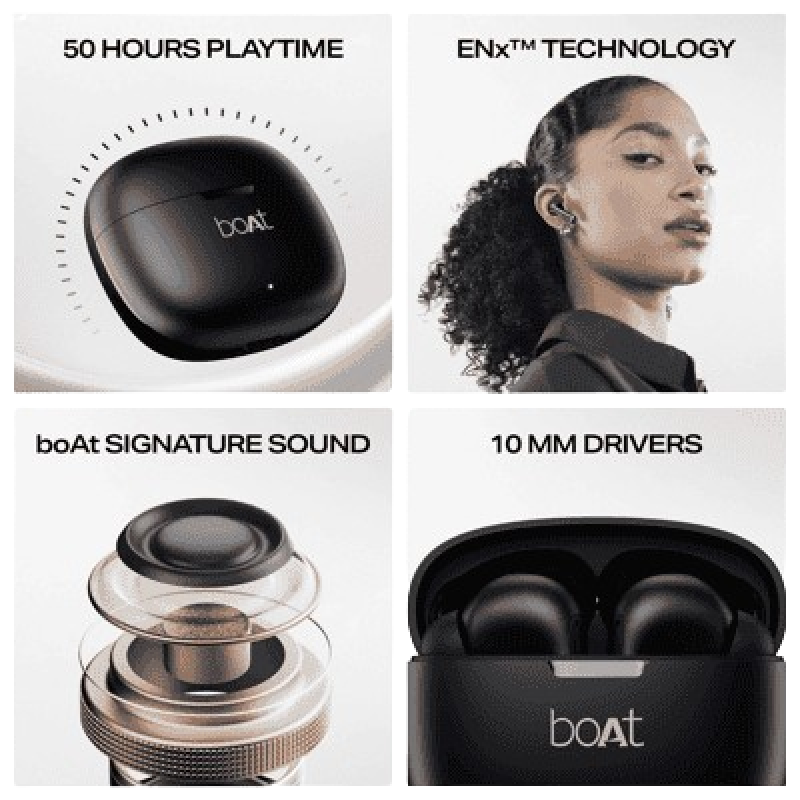 boAt Airdopes 213 Wireless Earbuds | with 50 Hours Playback | BEAST Mode & ENX Calling | Shadow Black