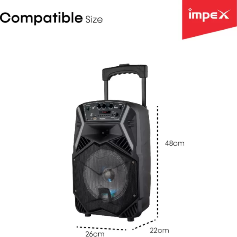 IMPEX Party Speaker with Trolley Bluetooth Home Theatre | 25 W | Black IMPEX Party Speaker with Trolley Bluetooth Home Theatre | 25 W | Black