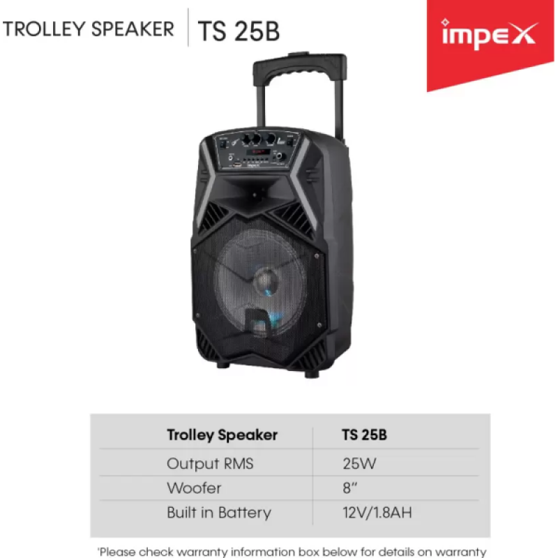 IMPEX Party Speaker with Trolley Bluetooth Home Theatre | 25 W | Black IMPEX Party Speaker with Trolley Bluetooth Home Theatre | 25 W | Black