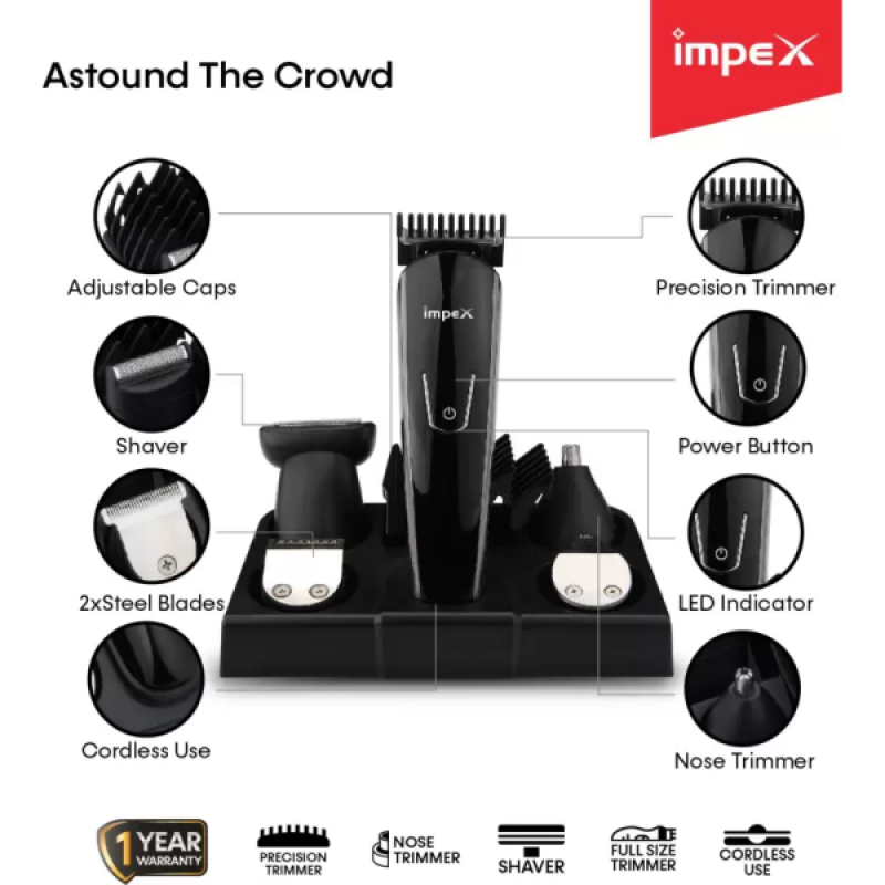 Impex Trimmer | 60 Runtime | 4 Length Settings | Black | GK 402 Impex Trimmer | 60 Runtime | 4 Length Settings | Black | GK 402