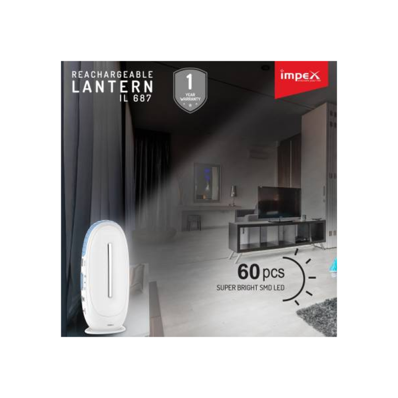 Impex IL-687 Rechargeable LED Lantern Emergency Light | White Impex IL-687 Rechargeable LED Lantern Emergency Light | White