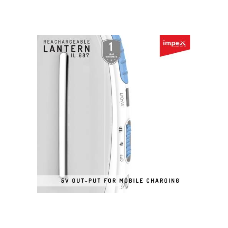 Impex IL-687 Rechargeable LED Lantern Emergency Light | White