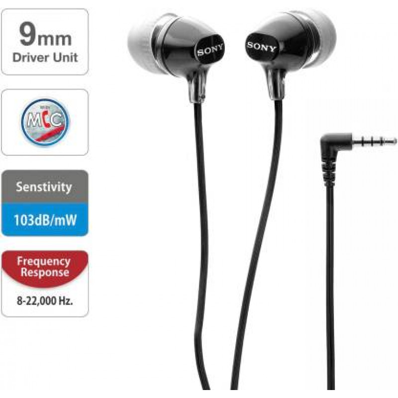 Sony Wired Headset | Black | EX14AP Sony Wired Headset | Black | EX14AP