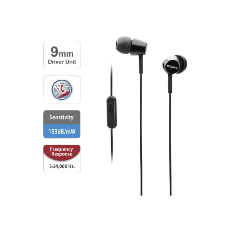 Sony in-Ear Wired Headphones with Mic | Hands-Free Call | MDR-EX155AP Sony in-Ear Wired Headphones with Mic | Hands-Free Call | MDR-EX155AP
