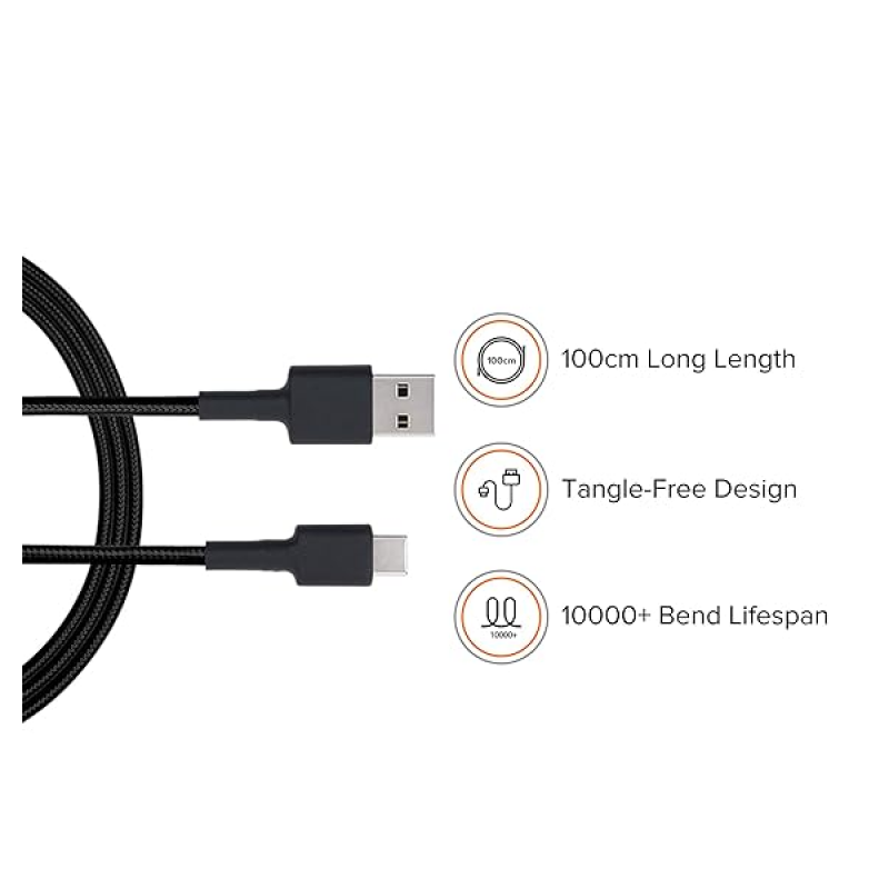 Xiaomi Mi Braided Type C 100Cm Cable | Black Xiaomi Mi Braided Type C 100Cm Cable | Black