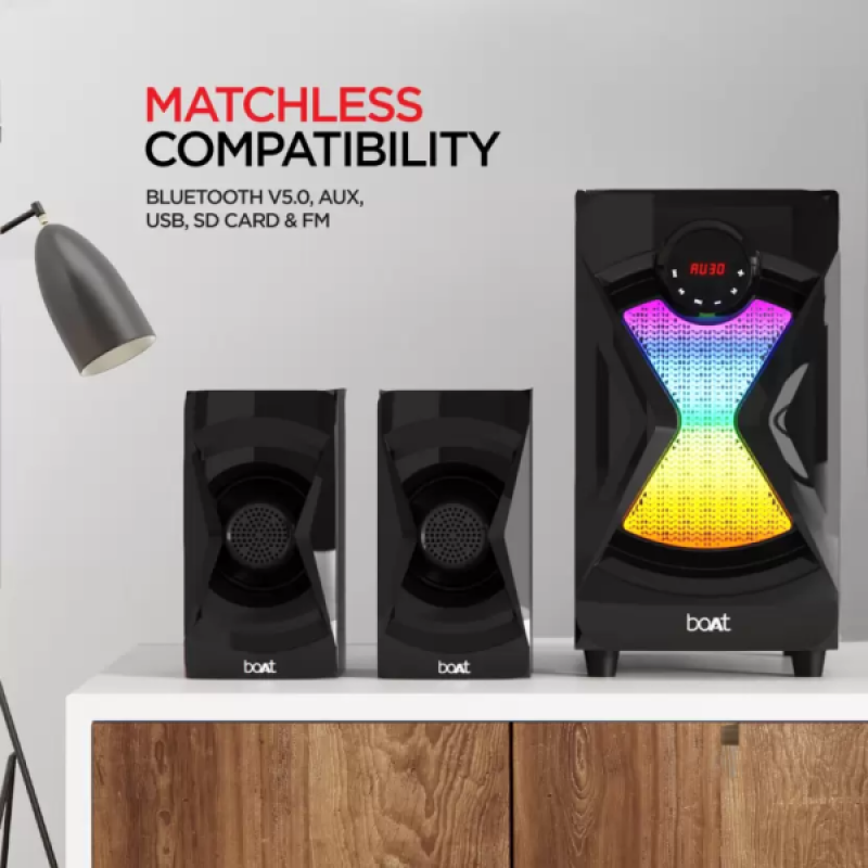 boAt Blitz 1500 Multimedia Bluetooth Home Theatre | 50 W | 2.1 Channel | Premium Black