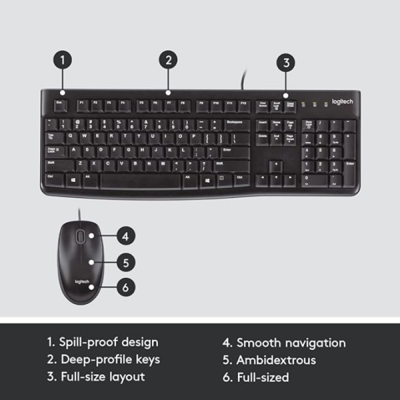 Logitech | Wired USB Keyboard and Mouse | Black | MK120 Logitech | Wired USB Keyboard and Mouse | Black | MK120