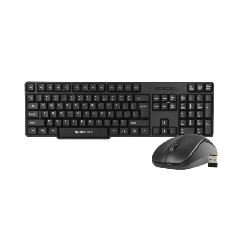 Zebronics Zeb Companion Wireless Keyboard and Mouse Combo | USB 107 | Nano Receiver | Black Zebronics Zeb Companion Wireless Keyboard and Mouse Combo | USB 107 | Nano Receiver | Black