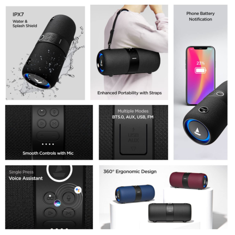 boAt Stone 1200 Bluetooth Speaker | 14W | Upto 9 Hours Battery | Black boAt Stone 1200 Bluetooth Speaker | 14W | Upto 9 Hours Battery | Black
