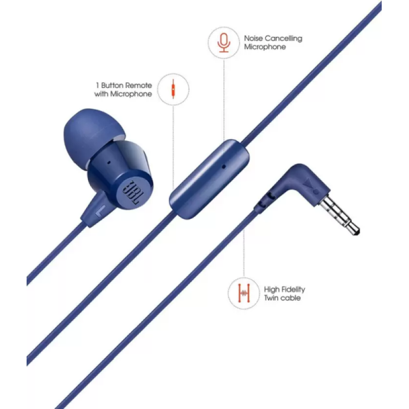 JBL Wired Headset | T50HI | In the Ear | Blue JBL Wired Headset | T50HI | In the Ear | Blue