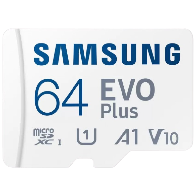 SAMSUNG Evo Plus 64 GB | MicroSDXC Class 10 | 130 MB/s Memory Card With Adapter SAMSUNG Evo Plus 64 GB | MicroSDXC Class 10 | 130 MB/s Memory Card With Adapter