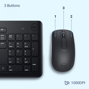 Dell Wireless USB Keyboard and Mouse Combo | Black | KM3322W