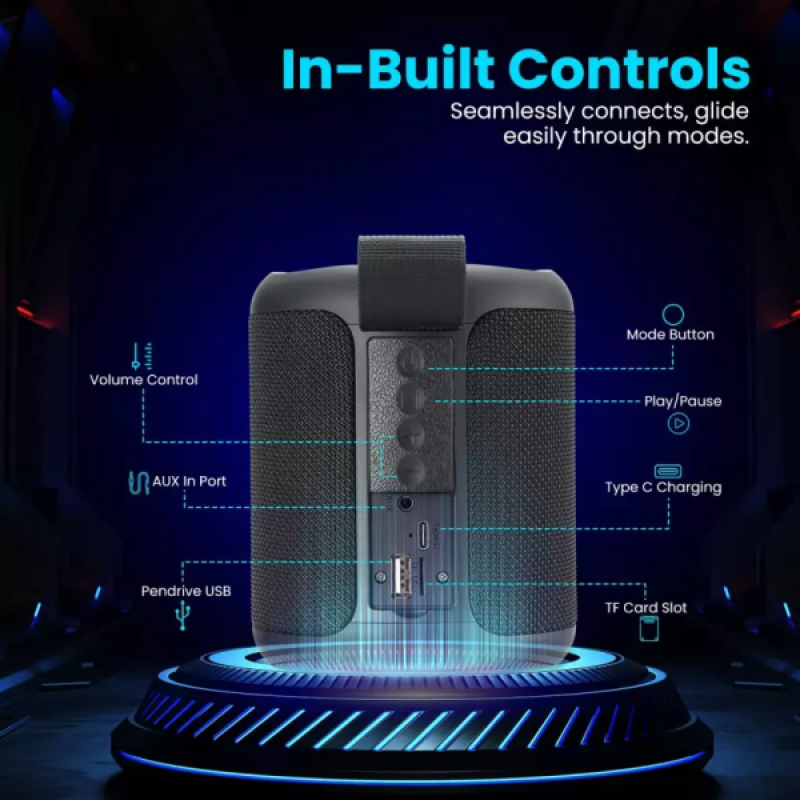 Portronics Sound Drum P Portable Bluetooth Speaker | 20 W | Black | POR 1578 Portronics Sound Drum P Portable Bluetooth Speaker | 20 W | Black | POR 1578