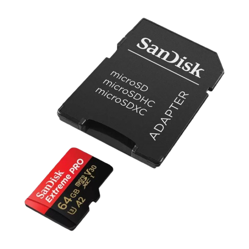 SanDisk Extreme PRO Memory Card With Adapter | 64 GB | 200 MB/s SanDisk Extreme PRO Memory Card With Adapter | 64 GB | 200 MB/s