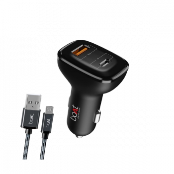 boAt Dual QC PD Port Rapid Car Charger | Type C Cable | Black