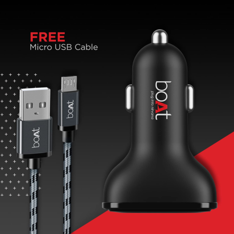 boAt Dual QC PD Port Rapid Car Charger | Type C Cable | Black boAt Dual QC PD Port Rapid Car Charger | Type C Cable | Black