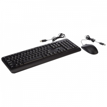 Lenovo 160 wired keyboard mouse combo | Waterproof Exoskeleton | Black