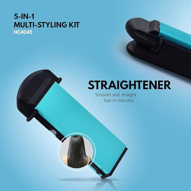 Havells 5-in-1 Multi Styling Kit Straightener | Blue and Black | HC4045 Havells 5-in-1 Multi Styling Kit Straightener | Blue and Black | HC4045