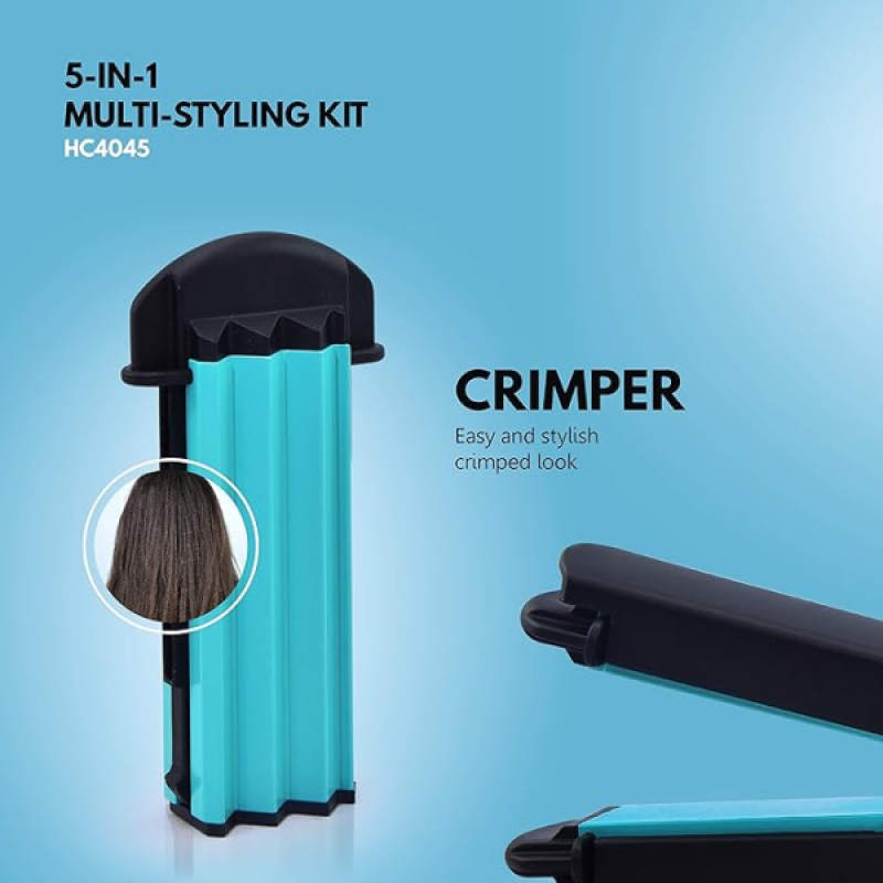 Havells 5-in-1 Multi Styling Kit Straightener | Blue and Black | HC4045 Havells 5-in-1 Multi Styling Kit Straightener | Blue and Black | HC4045