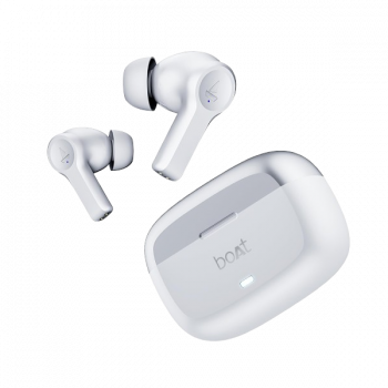 boAt  Airdopes Flex 454 ANC TWS Earbuds | 60HRS Playback Quad Mics ENx Tech | Zinc White