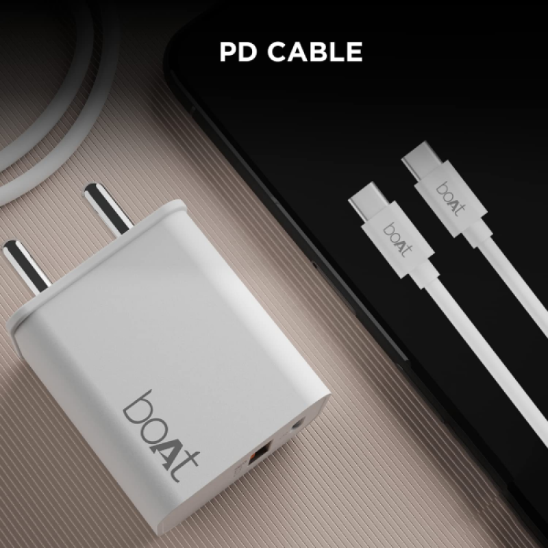 BOAT DV 22.5W QCPD White with Free PD Cable | White BOAT DV 22.5W QCPD White with Free PD Cable | White