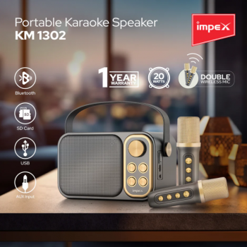 Impex Portable karaoke Speaker | with mic | KM 1302 Impex Portable karaoke Speaker | with mic | KM 1302