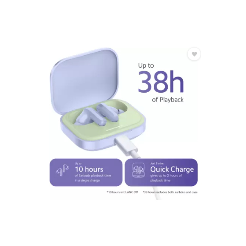 REDMI Buds 5 with 46dB Hybrid Active Noise Cancellation | Dual-Mic AI Call Enhancement Bluetooth Headset | Fusion Purple REDMI Buds 5 with 46dB Hybrid Active Noise Cancellation | Dual-Mic AI Call Enhancement Bluetooth Headset | Fusion Purple