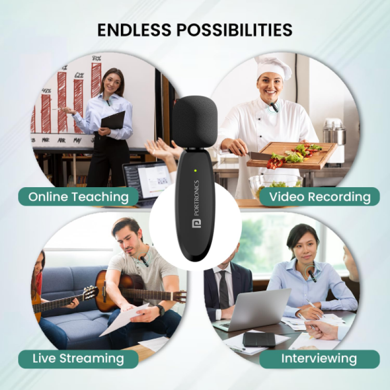 Portronics Dash 7 Omnidirectional Type C Wireless Microphone | Noise Cancellation | Lapel Wireless Mic for Video Recording | Supports Type C | Black | POR 2290 Portronics Dash 7 Omnidirectional Type C Wireless Microphone | Noise Cancellation | Lapel Wireless Mic for Video Recording | Supports Type C | Black | POR 2290