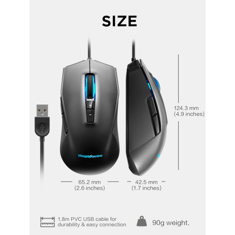 Lenovo Ideapad M100 RGB Wired Optical Gaming Mouse | Black Lenovo Ideapad M100 RGB Wired Optical Gaming Mouse | Black