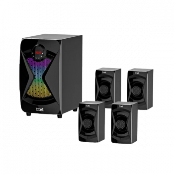 boAt | Blitz 1500 Pro with Dynamic RGB LEDs | EQ Modes & Master Remote Control 80 W Bluetooth Home Theatre | 4.1 Channel | Space Black