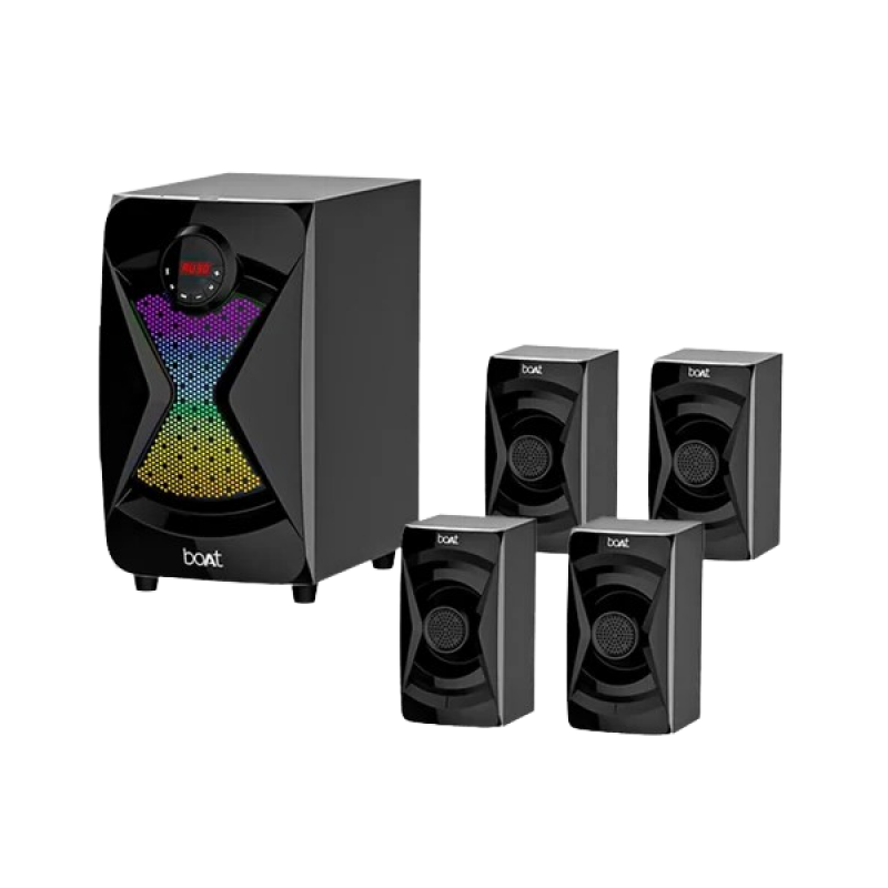 boAt | Blitz 1500 Pro with Dynamic RGB LEDs | EQ Modes & Master Remote Control 80 W Bluetooth Home Theatre | 4.1 Channel | Space Black
