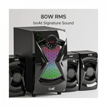boAt | Blitz 1500 Pro with Dynamic RGB LEDs | EQ Modes & Master Remote Control 80 W Bluetooth Home Theatre | 4.1 Channel | Space Black