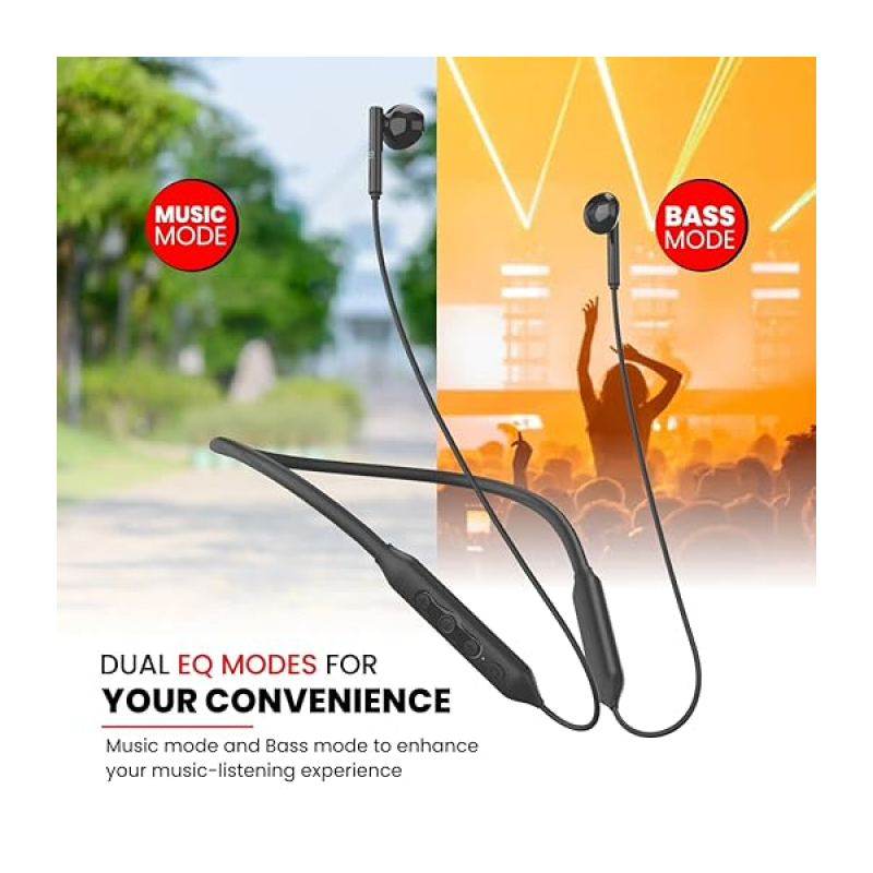 Portronics Harmonics Z5 Wireless Bluetooth Stereo Neckband | 33 Hour Playtime | 14.2mm Dynamic Driver | Black | POR 1774 Portronics Harmonics Z5 Wireless Bluetooth Stereo Neckband | 33 Hour Playtime | 14.2mm Dynamic Driver | Black | POR 1774