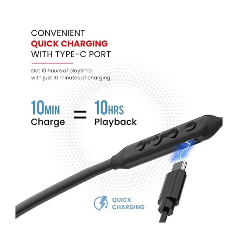 Portronics Harmonics Z5 Wireless Bluetooth Stereo Neckband | 33 Hour Playtime | 14.2mm Dynamic Driver | Black | POR 1774 Portronics Harmonics Z5 Wireless Bluetooth Stereo Neckband | 33 Hour Playtime | 14.2mm Dynamic Driver | Black | POR 1774