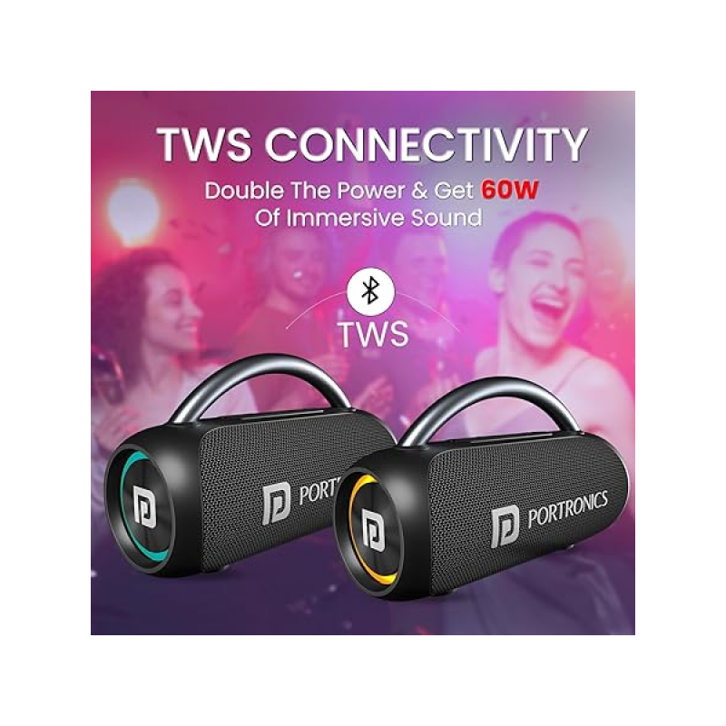Portronics Bluetooth Portable Speaker | Radiant | 30W | Stereo Channel | Black | POR 2068 Portronics Bluetooth Portable Speaker | Radiant | 30W | Stereo Channel | Black | POR 2068
