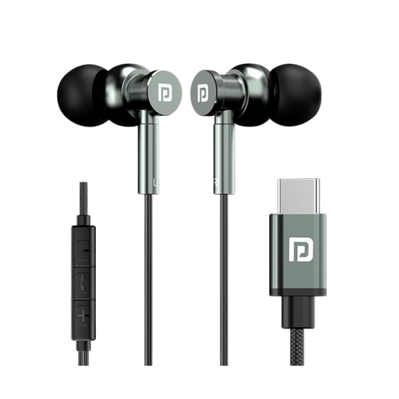 Portronics Conch Tune C in Ear Type C Wired Earphones with Mic | Grey