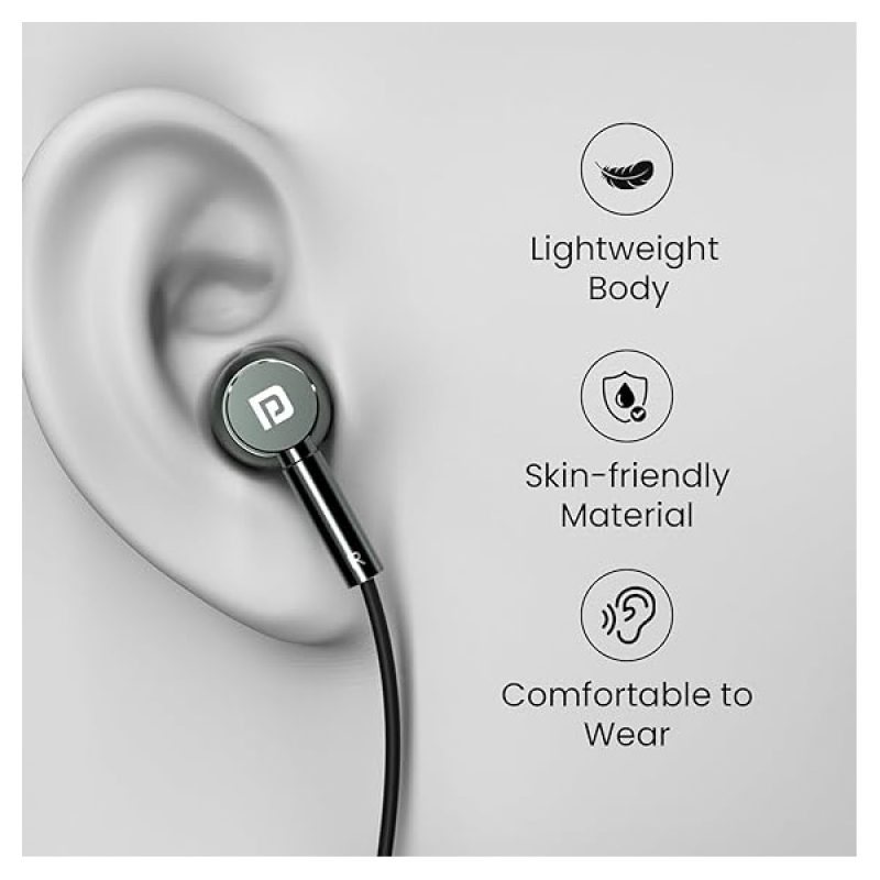 Portronics Conch Tune C in Ear Type C Wired Earphones with Mic | Grey Portronics Conch Tune C in Ear Type C Wired Earphones with Mic | Grey