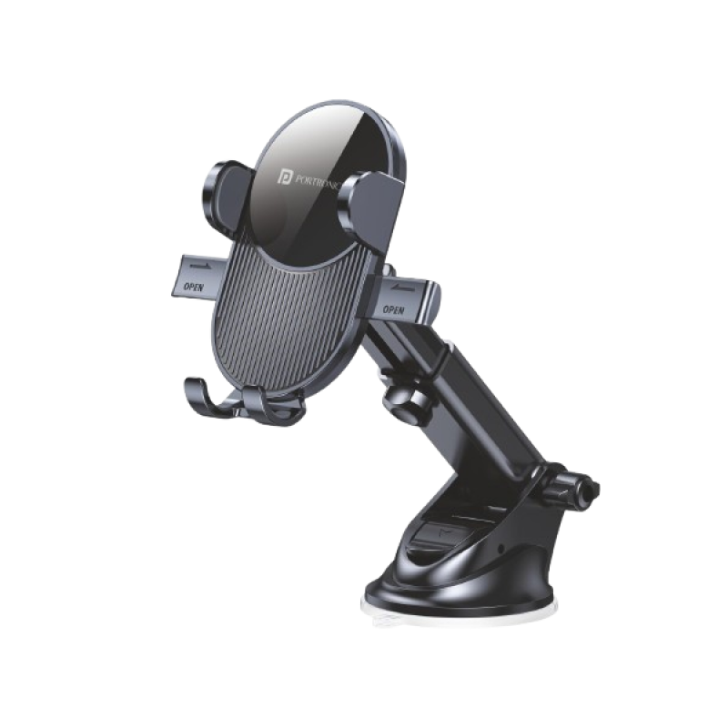 Portronics Clamp M3 Car Mobile Phone Holder | Stand for Dashboard & Windshield | Black