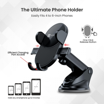 Portronics Clamp M3 Car Mobile Phone Holder | Stand for Dashboard & Windshield | Black Portronics Clamp M3 Car Mobile Phone Holder | Stand for Dashboard & Windshield | Black