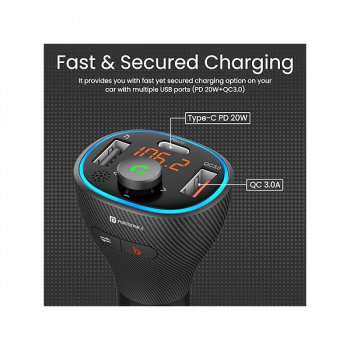 Portronics Auto 15 Bluetooth - FM Transmitter in-Car Radio Adapter for Hands-Free Calling | Black