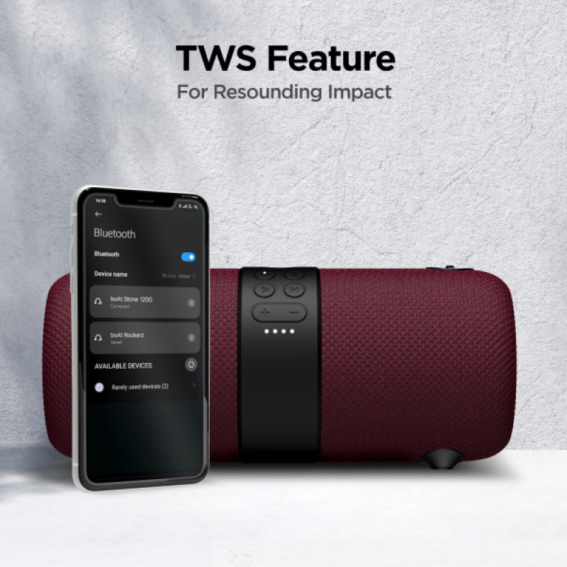 boAt Stone Bluetooth Speaker | 1200 | 14W | Maroon boAt Stone Bluetooth Speaker | 1200 | 14W | Maroon