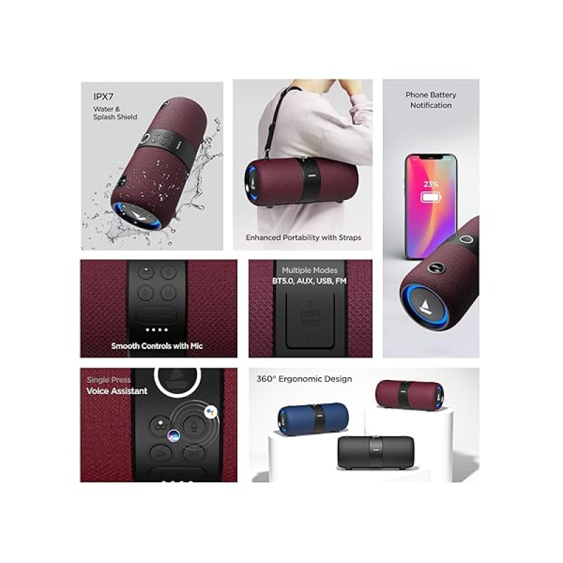 boAt Stone Bluetooth Speaker | 1200 | 14W | Maroon boAt Stone Bluetooth Speaker | 1200 | 14W | Maroon