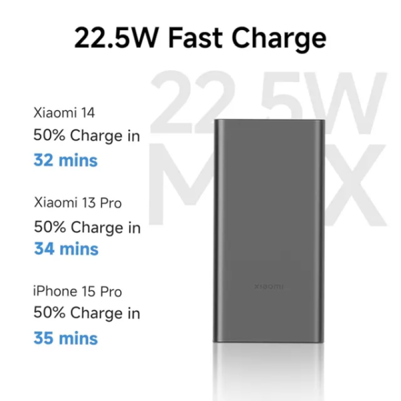 Xiaomi Power Bank 4i | 10000mAh | 22.5W Fast Charge | Black Xiaomi Power Bank 4i | 10000mAh | 22.5W Fast Charge | Black
