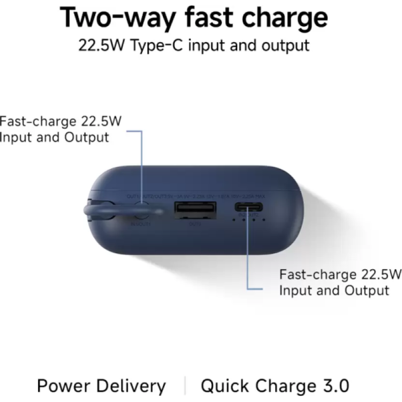 Xiaomi Pocket Power Bank | 10000mAh | 22.5W | Blue | P15ZM Xiaomi Pocket Power Bank | 10000mAh | 22.5W | Blue | P15ZM