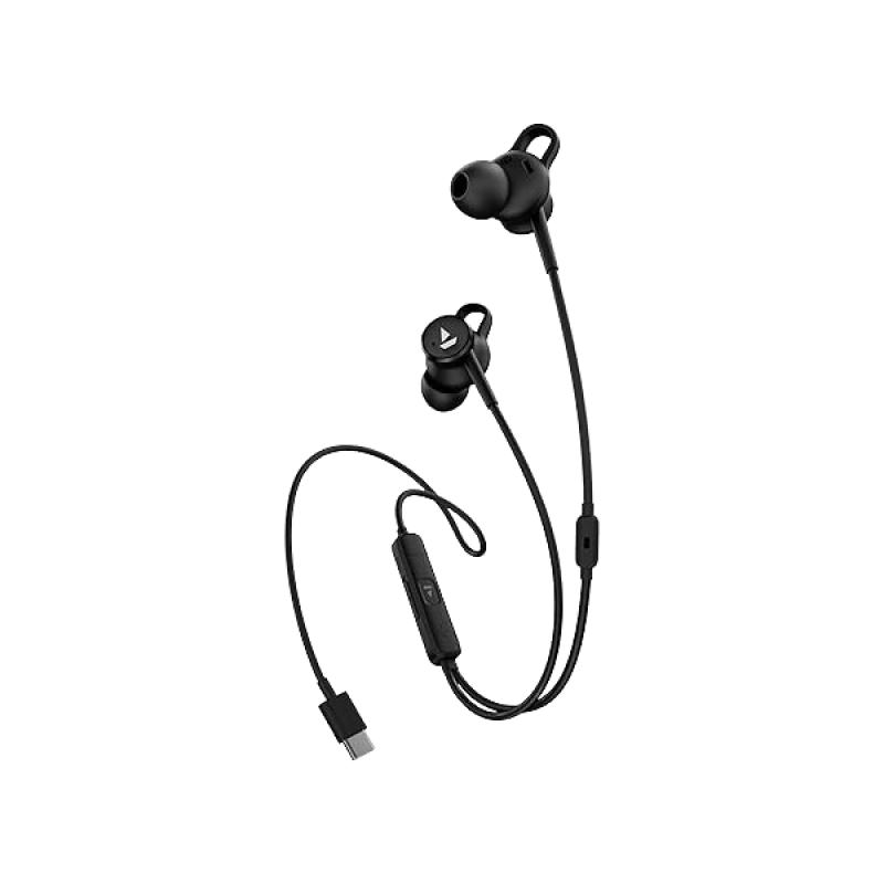 boAt Bassheads Wired Headset | 122 ANC | Active Noise Cancellation | Type-c Interface | 13mm Drivers | Black