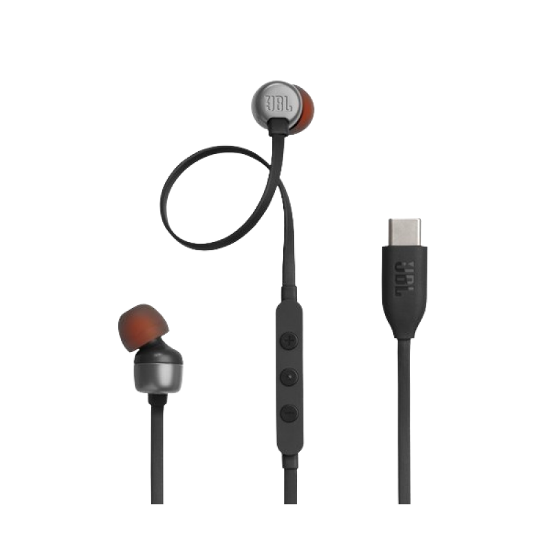 JBL Tune 310C Wired In Ear Earphones | Hi-Res Audio with Digital-to-Analog Converter | 3 Button EQ | Black | JBLT310CBLK