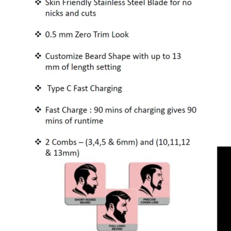 Havells Beard Trimmer | 90 min Runtime | 12 Length Settings | Black | BT6112 Havells Beard Trimmer | 90 min Runtime | 12 Length Settings | Black | BT6112