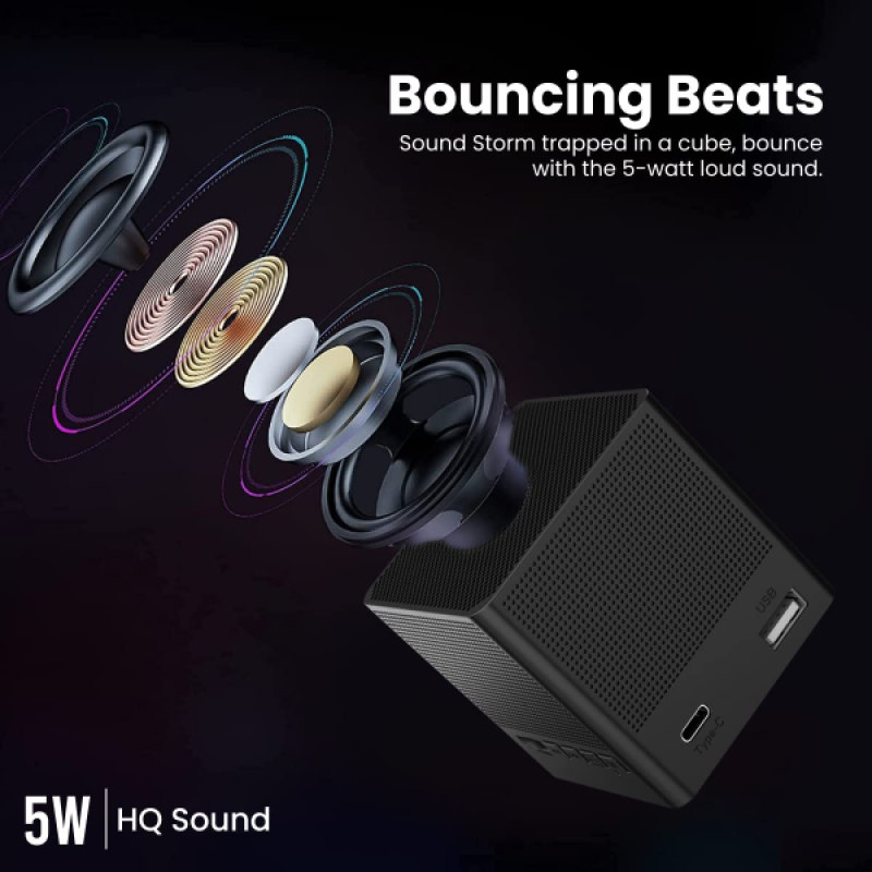 Portronics Bounce 2 Speaker | 5W | 5 Hours Playback | Type C Charging | Black Portronics Bounce 2 Speaker | 5W | 5 Hours Playback | Type C Charging | Black